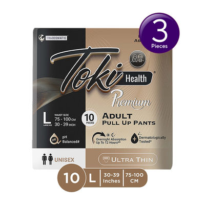 Ultra Thin Premium Pull Up Adult Diapers | Size L | Waist 30-39 Inches |Pack Of 10 Combo