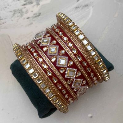 Kundan Red Chuda Set Traditional | Red - Size 2.8