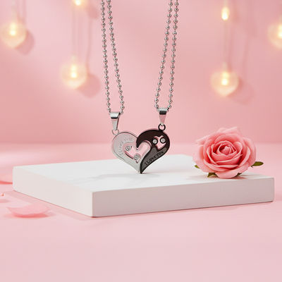 I Love You Engraved Heart Stylish Dual Locket Couple Chain | Mad Over Prints