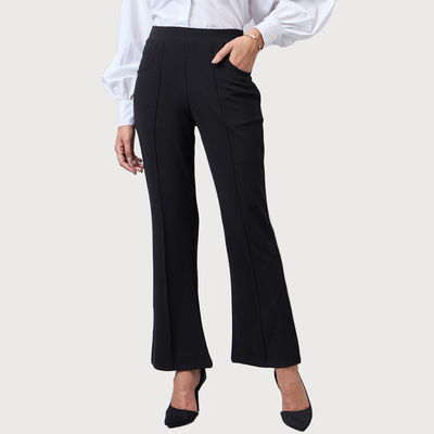 Women Self Design Polyester Formal Trouser | 30 | SS24SQGULMARG - Black