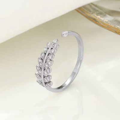 Valentines Day Leaf Sliver Ring Flexible Size Ring