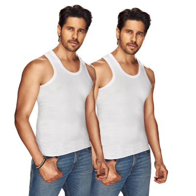 Sporto by Macho Men's Fine Vest Pack | White - 85 cm