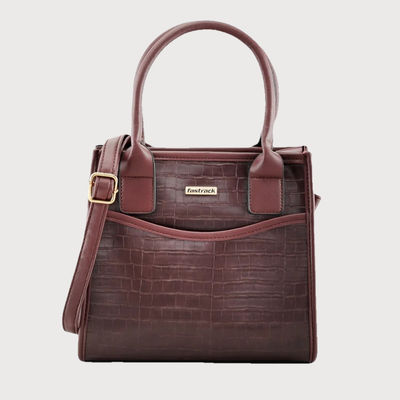 Fastrack Women's Animal Textured Structured Handheld Bag | Brown