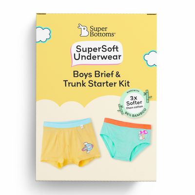 SuperBottoms SuperSoft Boys Briefs & Trunk | Assorted l 3x Softer l6Y - 8Y | Pack of 2