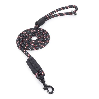 Zigly Reflective Rope Dog Leash | Suitable for Puppy & Adult Dogs | Small & Medium Breeds | Black-S