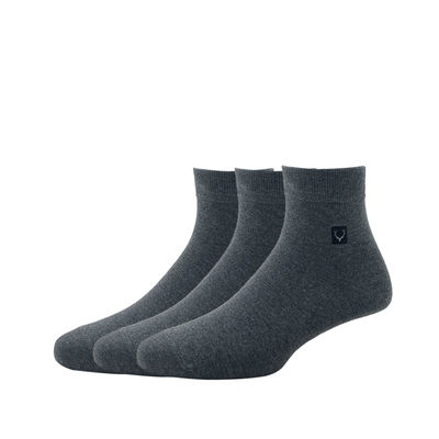 Men's Cotton Quarter Crew Plain Socks - Anthra Melange