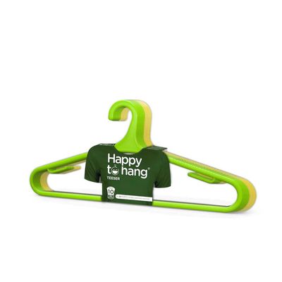 Teeser 10 Piece Polypropylene Hanger, Yellow And Green