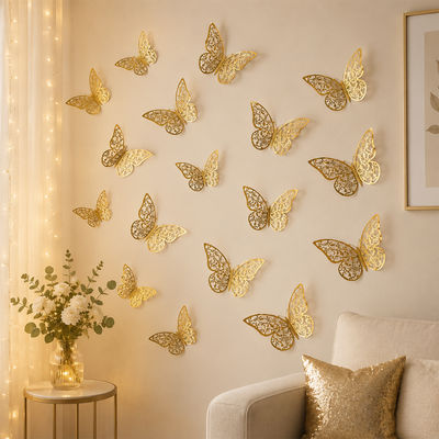 Golden Butterfly Decoration | 3D Golden Butterfly | Party Propz