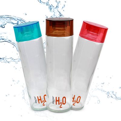 H20 Glass Fridge Bottle | 750 ml | Colour May Vary