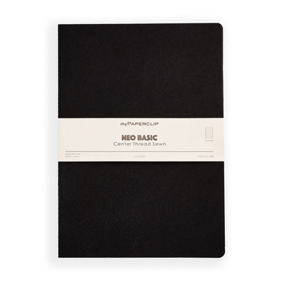 NeoBasic Notebook, Centre Thread Sewn Notebook - A4 - Ruled - Black Colour