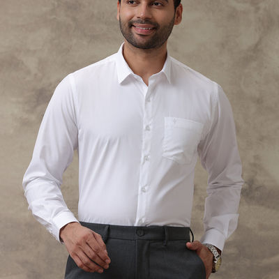 Men's 100% Cotton Full Sleeve Shirt | White - 38