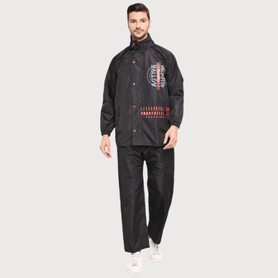 Citizen Tapping Series |Rubberized Raincoat With Pant - Black - CT007-XL