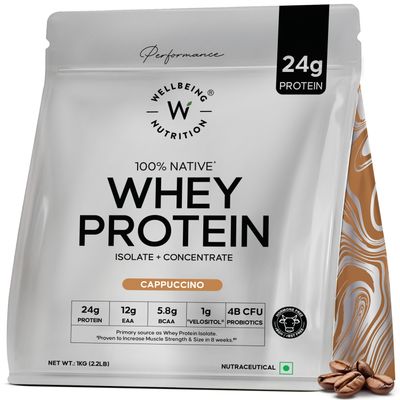Wellbeing Nutrition Whey Protein Isolate | Concentrate - Cappuccino | 24G Protein - 12G EAA