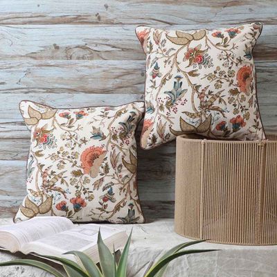 Multicolor Cotton Floral 16 x16 Inch Cushion Covers | Pack of 2
