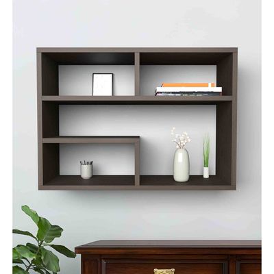 Wenge Grey Engineered Wood Wall Shelf