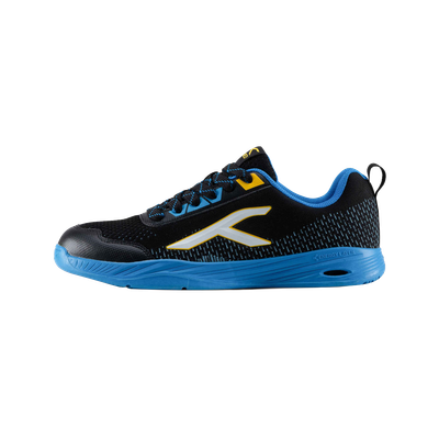 Hundred Unisex Court Flyer Non Marking Court Shoes | Black, Blue, & Yellow - UK 8