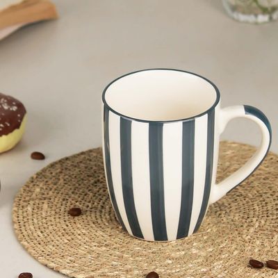 Grey Stripe Ceramic Coffee Mug | 420 ml