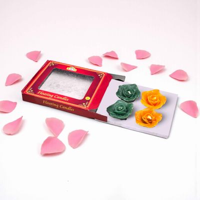 Rose Floating Candles | Decorative LED Candle for Puja & Decor | Pack Of 4 | Cycle