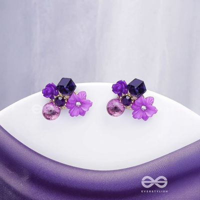 Lilac Lovebuds - Golden Embellished Stud Earrings