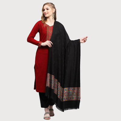 Monte Carlo Womens Self Design Black Shawl | 224Shw6860-0-40 | L 210 cm x W 105 cm