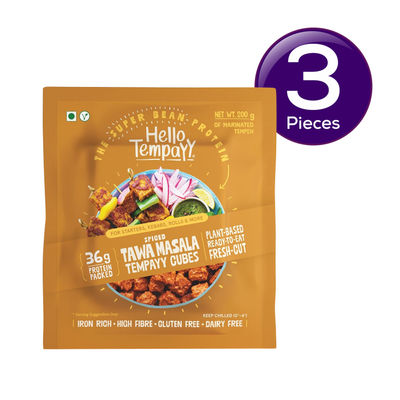 36g Protein Tempeh Cubes | Tawa Masala - Low Fat & High Fibre Combo