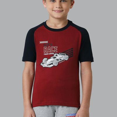 Van Heusen Boys Smart Tech Easy Stain Release T-Shirt | Burgundy | 7 to 8 years