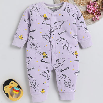 Cute Peanuts Printed Romper Infant Girls | Mauve - 3-6 Month