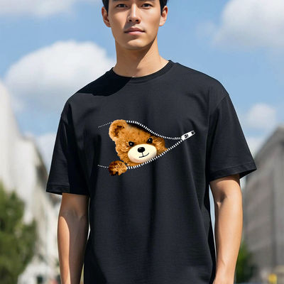 Men's Round Neck half sleeve Oversized T-shirt |AA(ARN)BLACK257 | Black - M