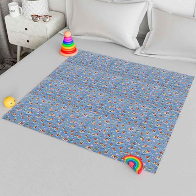 Reversible Baby Plastic Sheet|Baby Crib Sheet for Baby|100x100 CM|Blue