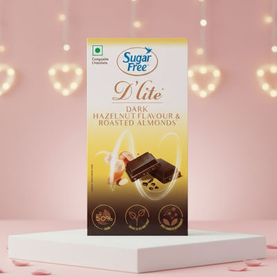 D'lite Hazelnut & Roasted Almonds Dark Chocolate Bar
