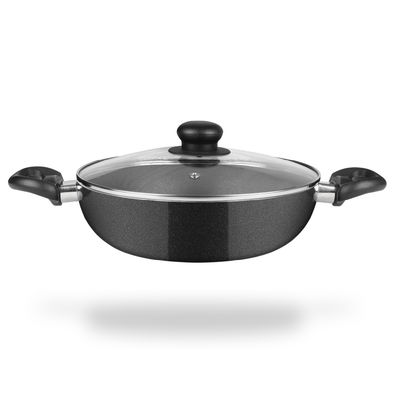 Fackelmann Quartz Nonstick Kadai | 26 cm | Glass Lid | Induction Compatible