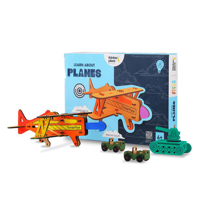 ThinkerPlace Fighter Plane DIY Toy | Build, Color & Play with Working Fighter Plane (Age 6+)