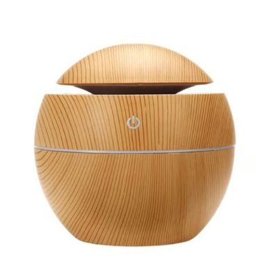 12Watt Round Magic Wooden Cool Mist Humidifier - Essential Oil Diffuser with LED Night Light for Car, Office, Home | One Click Controls - Beige