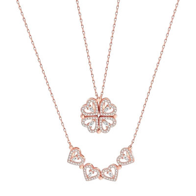 Rose Gold Clover Design Magnetic Hearts 2 In 1 Pendant (1 Pack 1 Piece)