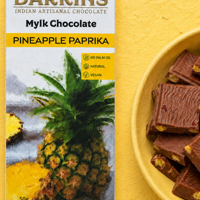 Darkins Indian Artisanal Pineapple Paprika Chocolate | Vegan Mylk
