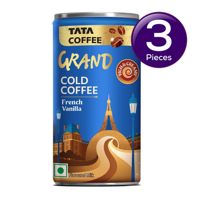 Tata Cold Coffee French Vanilla Iced Coffee, Rich & Creamy, Flavoured Milk, Can Combo
