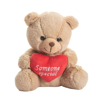 Premium Sitting Teddy Bear With Heart (20 cm) - Beige
