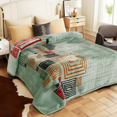 Double Size Digital Print Blanket | Super Soft & Warm | 570 GSM | Light Green