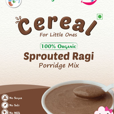 Tummy Friendly Foods Sprouted Ragi Powder | 6 Month Baby Cereal | Certified Organic Farm Baby Food