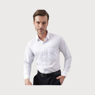 Men's Polycotton Solid Slim Fit Spread Collar Formal Shirt | White - L