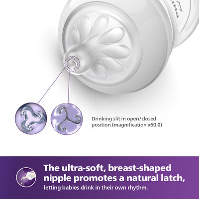 Philips Avent Natural Baby Feeding Bottle with Airfree Vent| 1m+| 260ml | SCY673/01