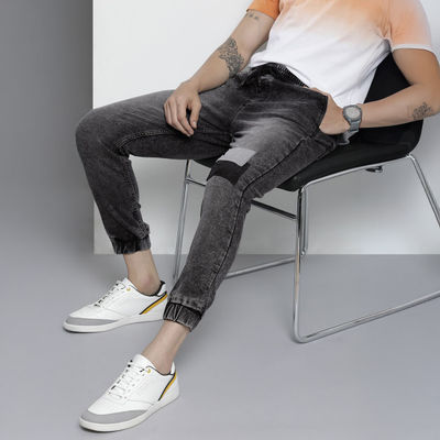 Men's Slim Fit Solid Street Jeans | Black - 30