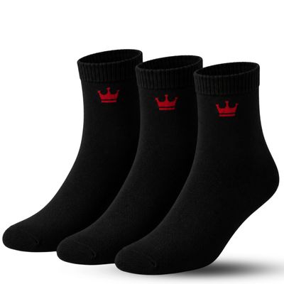 Unisex Solid Cotton Blend Calf Length Socks | Black - Free Size