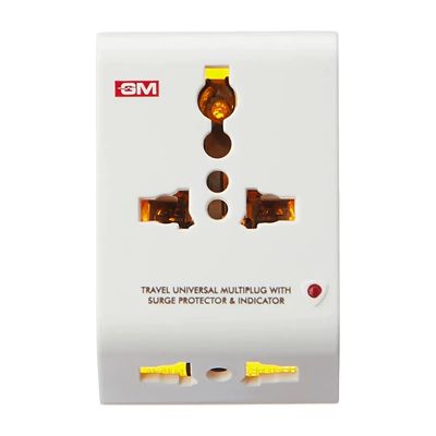 (3011) 6AMP 2-Pin Multi Plug Adapter | Universal Travel Adapter | Supports 2-Pin & 3-Pin Plugs | Multiple Charging Ports | Charge Smartphones, Laptops & Other Devices