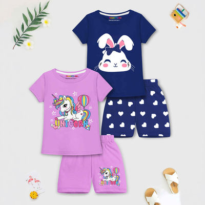 Girls' Topwear Printed Clothing Set | TRM-TSH-420-2 | Multicolor | 6-7 Years