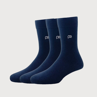 Men's Solid Cotton Full Length Socks | Navy - Free Size