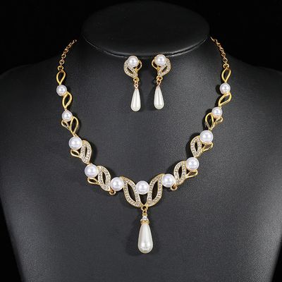 Latest Stylish Design Gold Plated Pearl Necklace Set for Women | 15121s