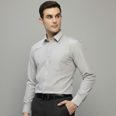 Men's Polycotton Solid Slim Fit Formal Shirt | Grey | S