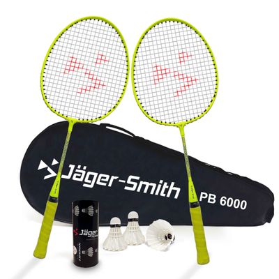 Pb-6000 Badminton Kit (2 Rackets, 1 Cover & 3 Shuttle cocks) | Made In India | Green