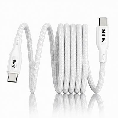 Philips DLC4130CW/94 65W USB Type-C to Type-C Fast Charging Cable | Nylon Braided | 1m